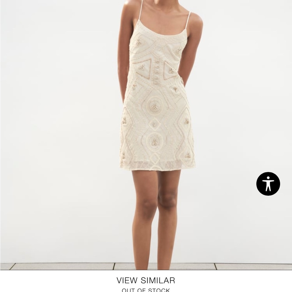 Zara embroidered shell mini dress